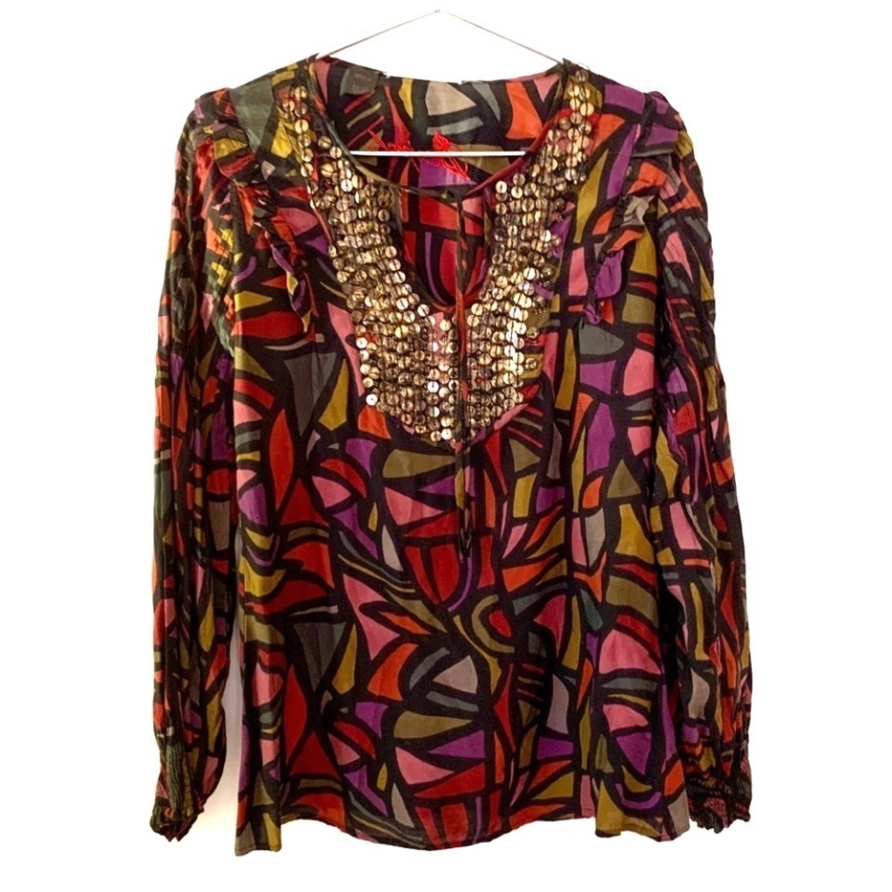 DESIGUAL Boho Multi Color Long Sleeve Top